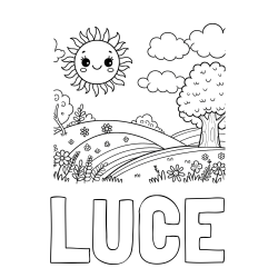 Online izdelana pobarvanka - Pobarvanka imena LUCE in otroška pobarvanka narave