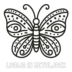 Online izdelana pobarvanka - Pobarvanka imena LUCIJA IN METULJČEK in preprosta pobarvanka metulja