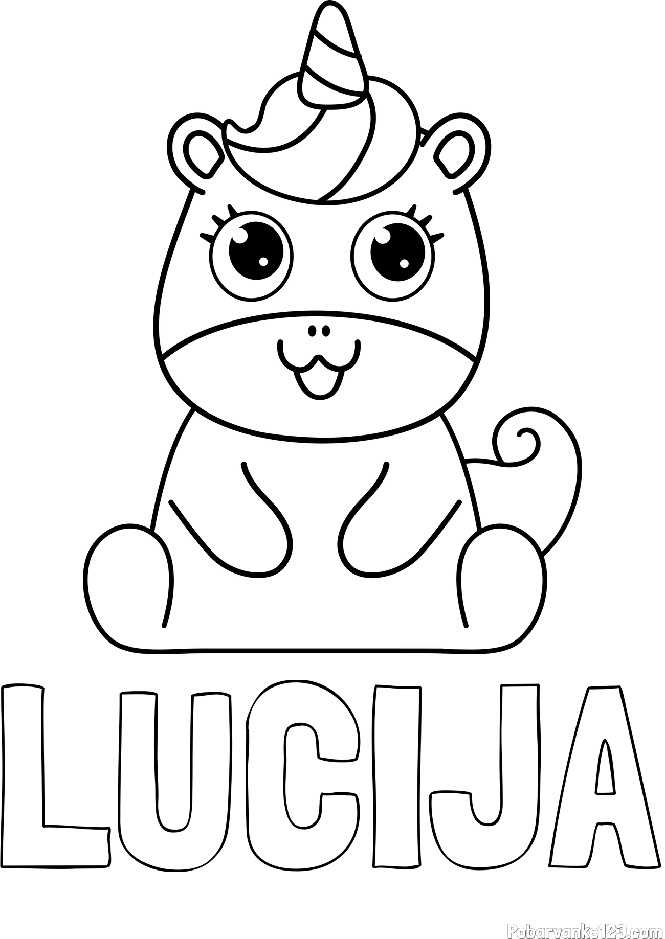 Pobarvanka imena LUCIJA in pobarvanka čudovitega samoroga Unicorn