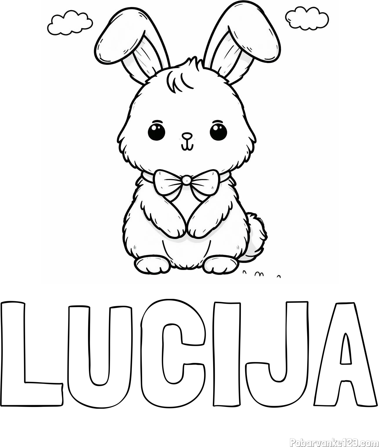 Pobarvanka imena LUCIJA in pobarvanka prikupnega zajčka