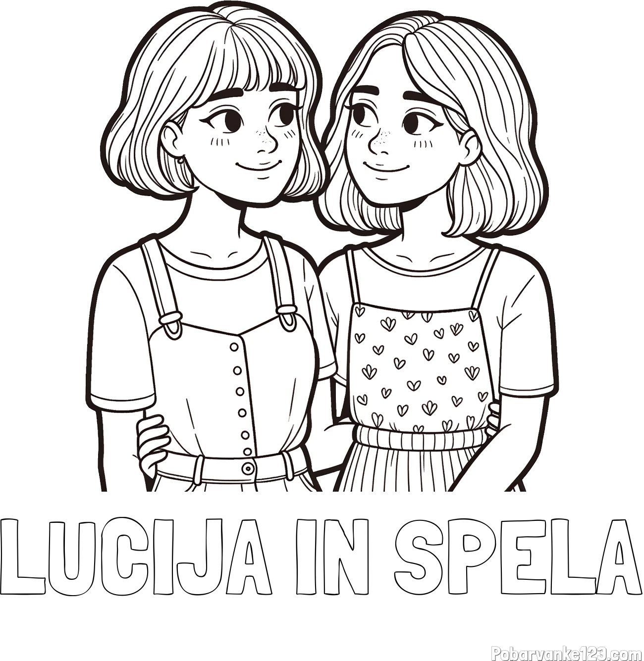 Pobarvanka imena LUCIJA IN ŠPELA in pobarvanka dveh najboljših prijateljic