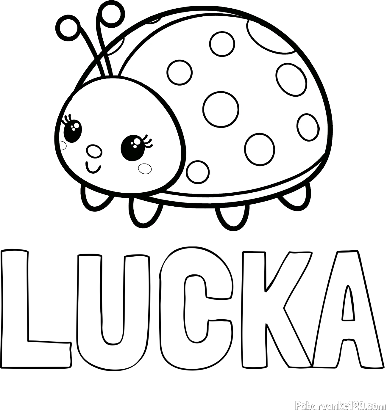 Pobarvanka imena LUČKA in pobarvanka ljubke pikapolonice