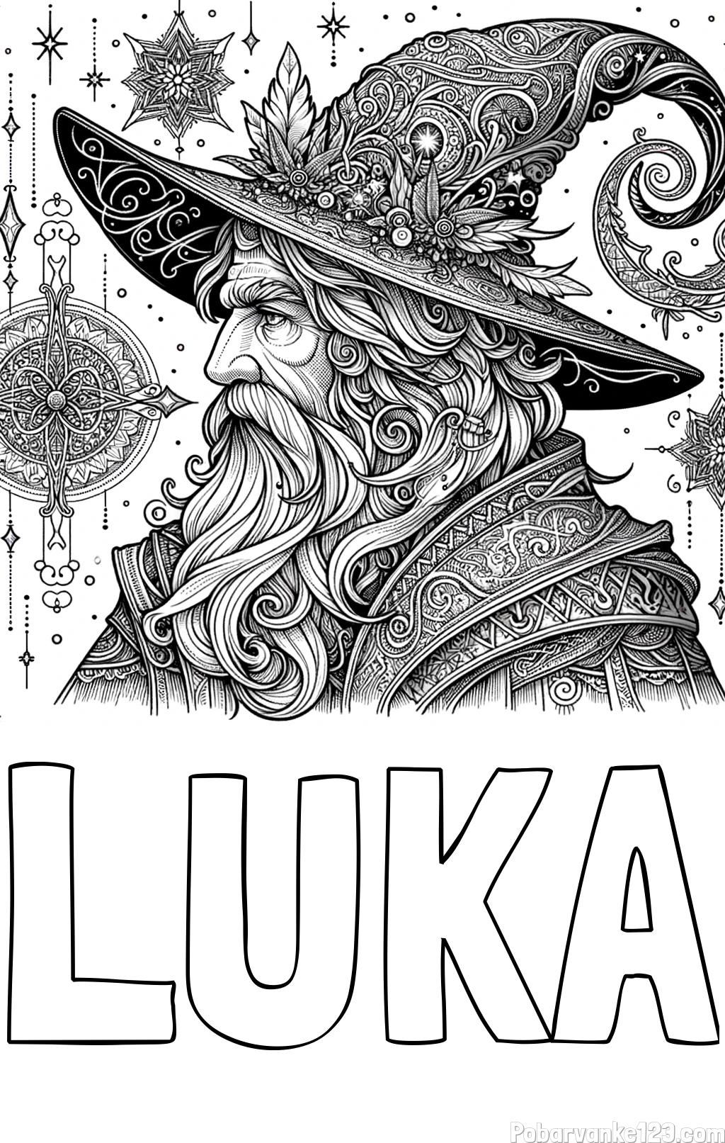 Pobarvanka imena LUKA in Čudovita pobarvanka čarovnika