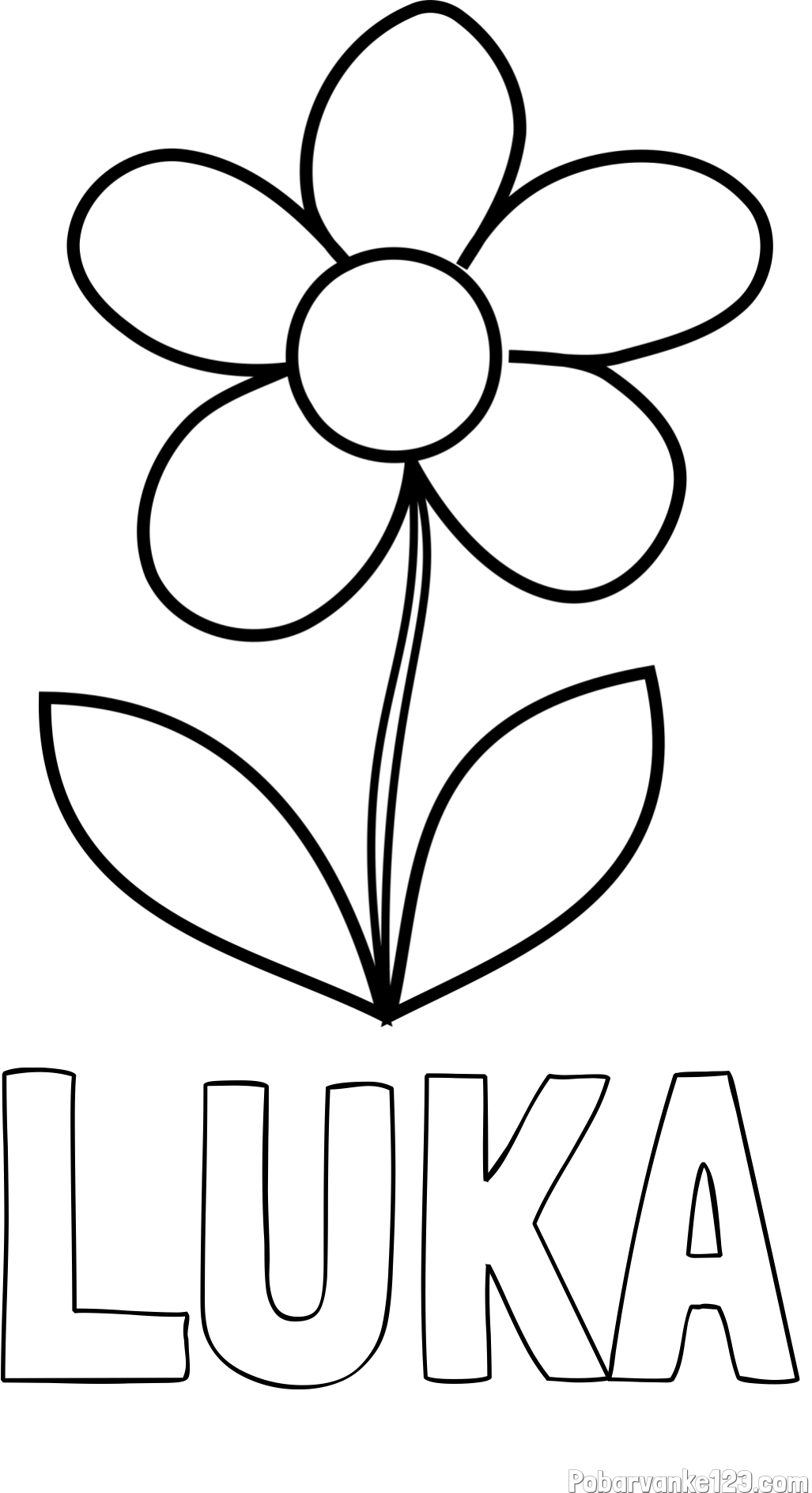 Pobarvanka imena LUKA in otroška pobarvanka rože