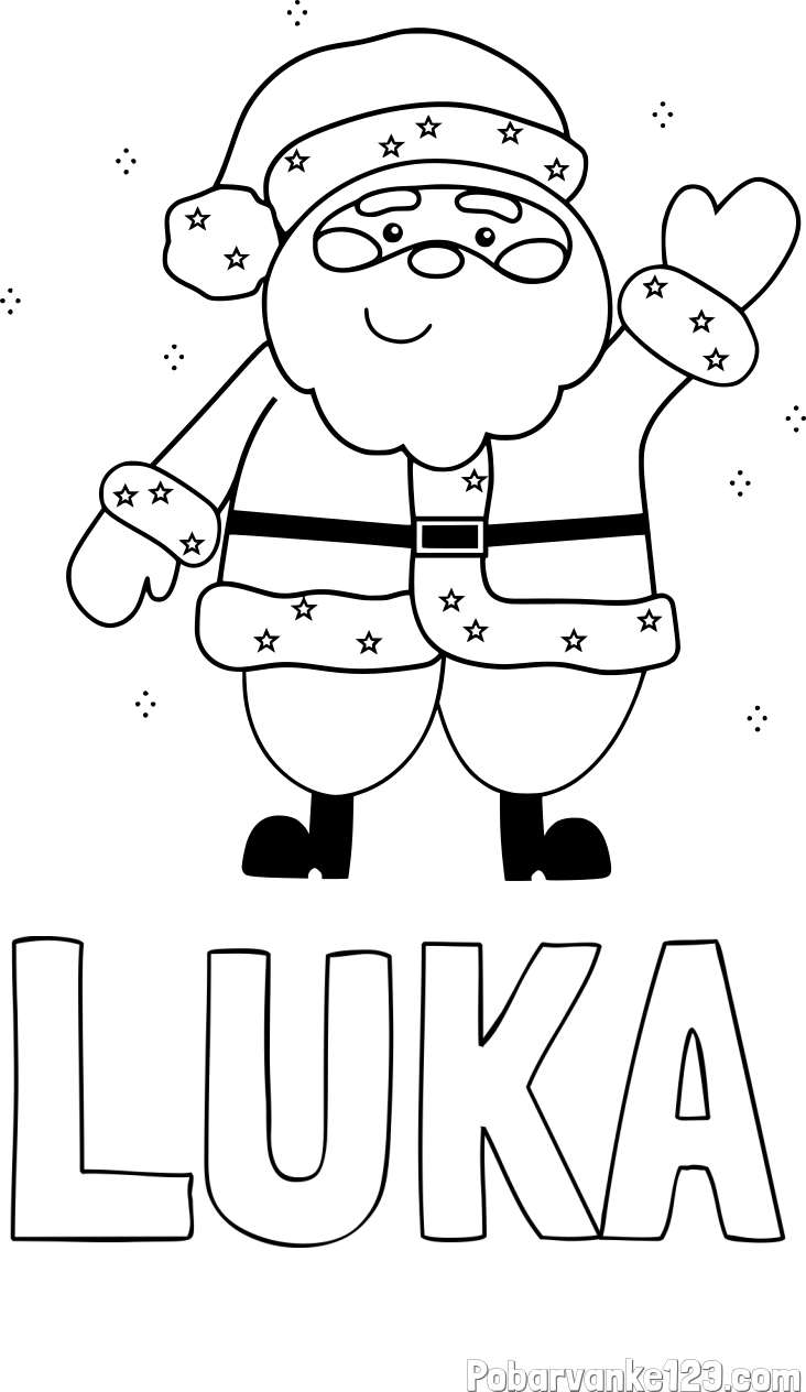 Pobarvanka imena LUKA in pobarvanka božička