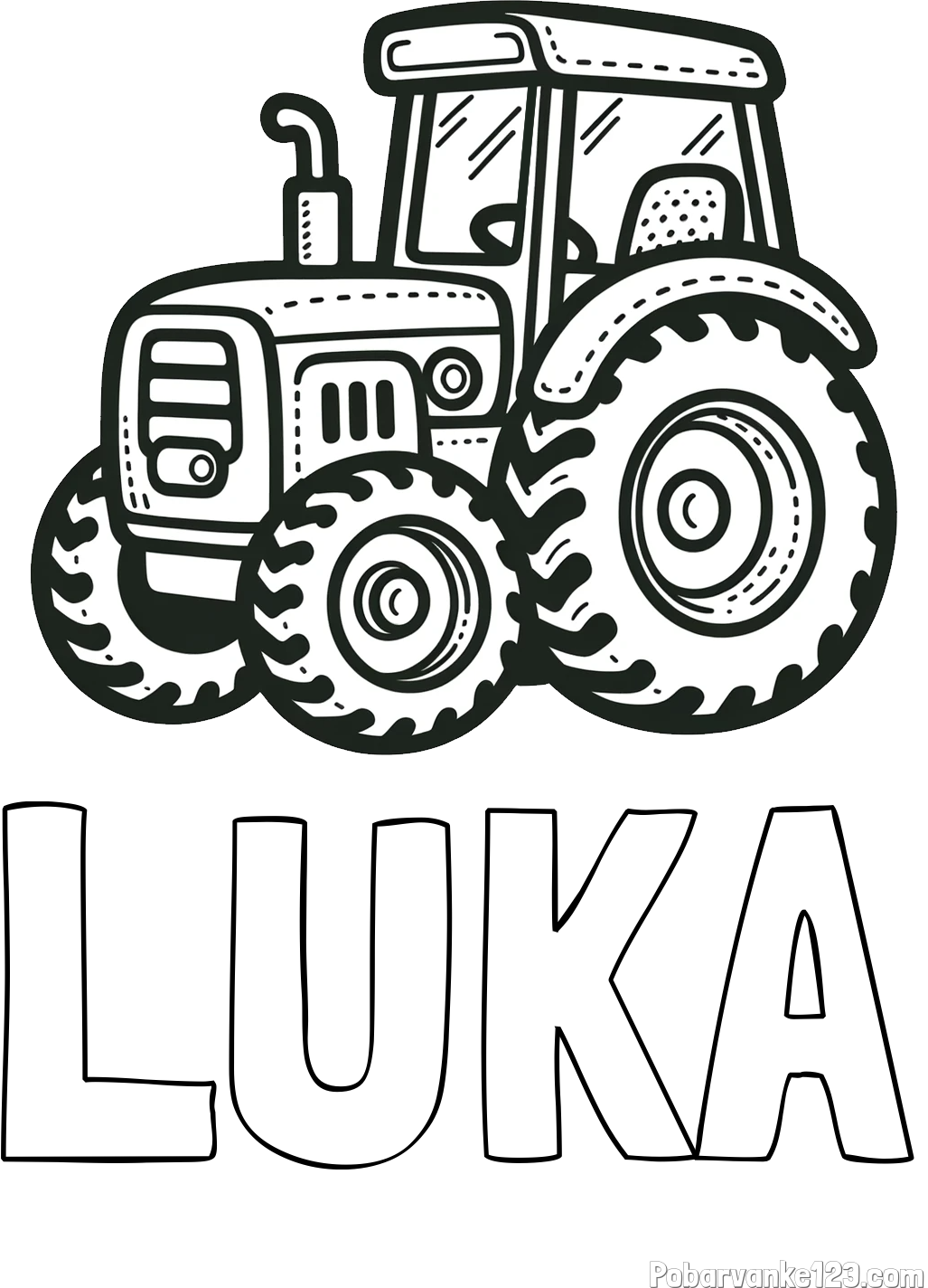 Pobarvanka imena LUKA in pobarvanka čudovitega traktorja