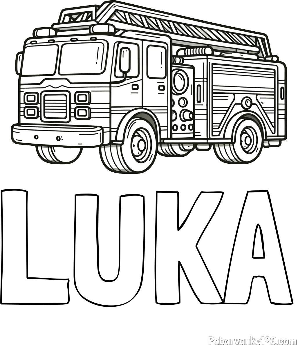 Pobarvanka imena LUKA in pobarvanka gasilskega avta z veliko podrobnostmi