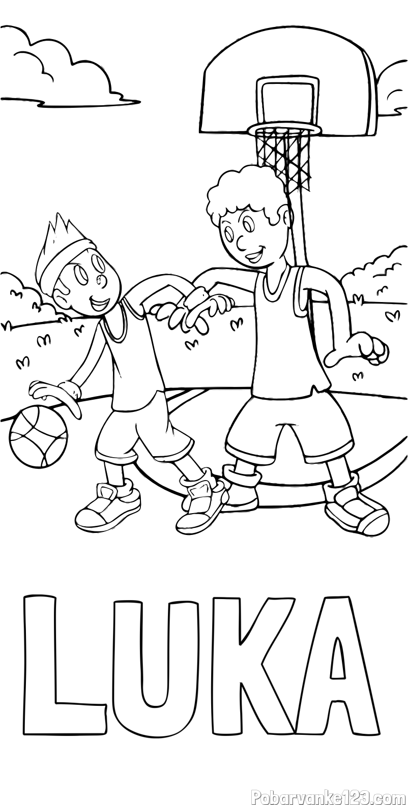Pobarvanka imena LUKA in pobarvanka košarkarjev pri igri