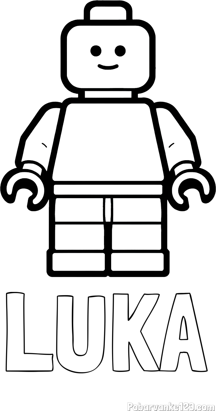 Pobarvanka imena LUKA in pobarvanka LEGO figurice fanta