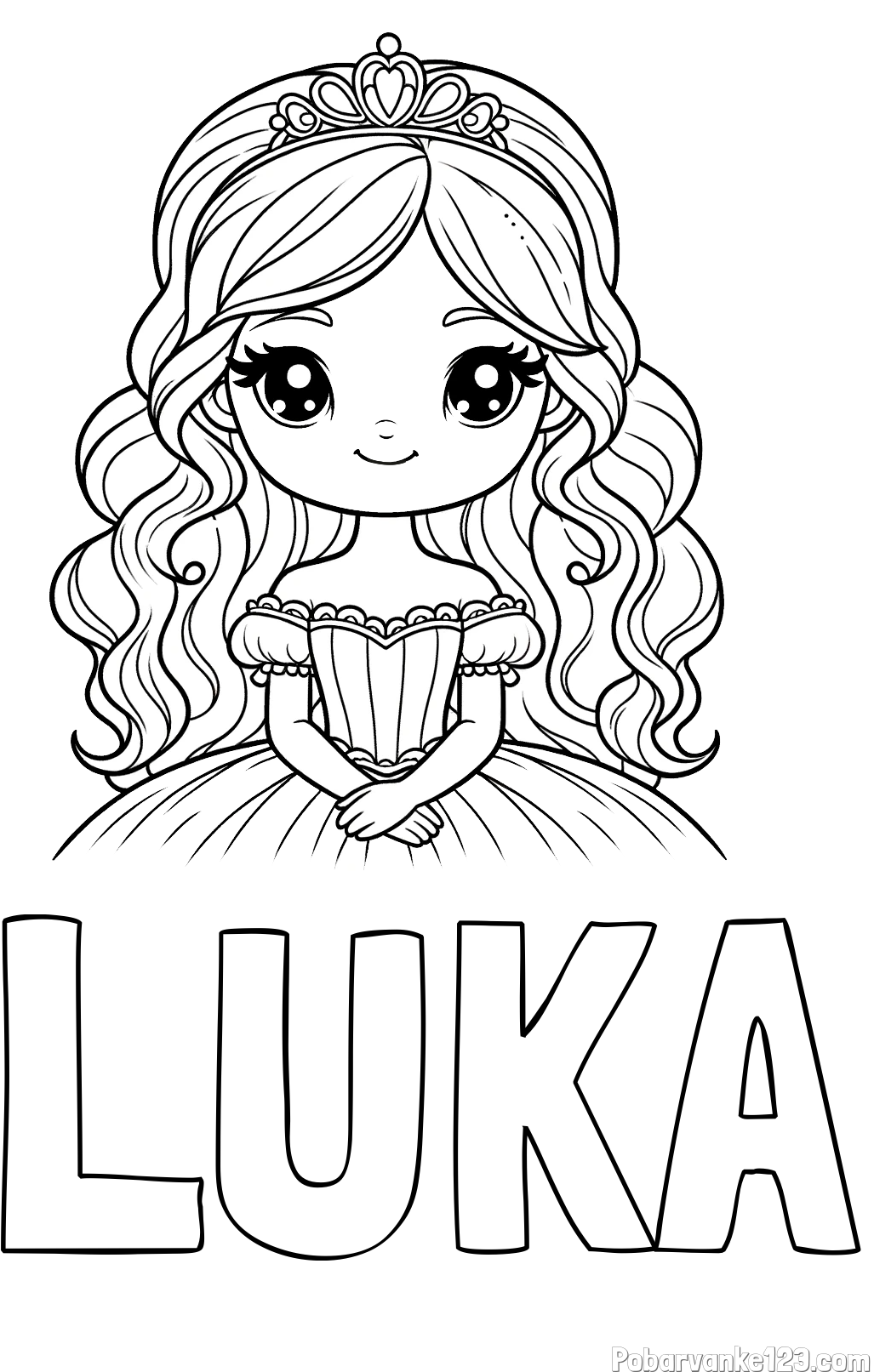 Pobarvanka imena LUKA in pobarvanka ljubke princese