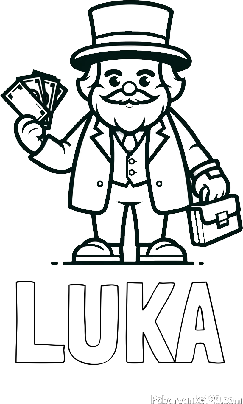 Pobarvanka imena LUKA in pobarvanka požrešnega bankirja