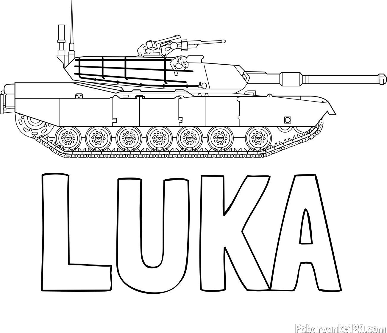 Pobarvanka imena LUKA in pobarvanka tanka M1 Abrams