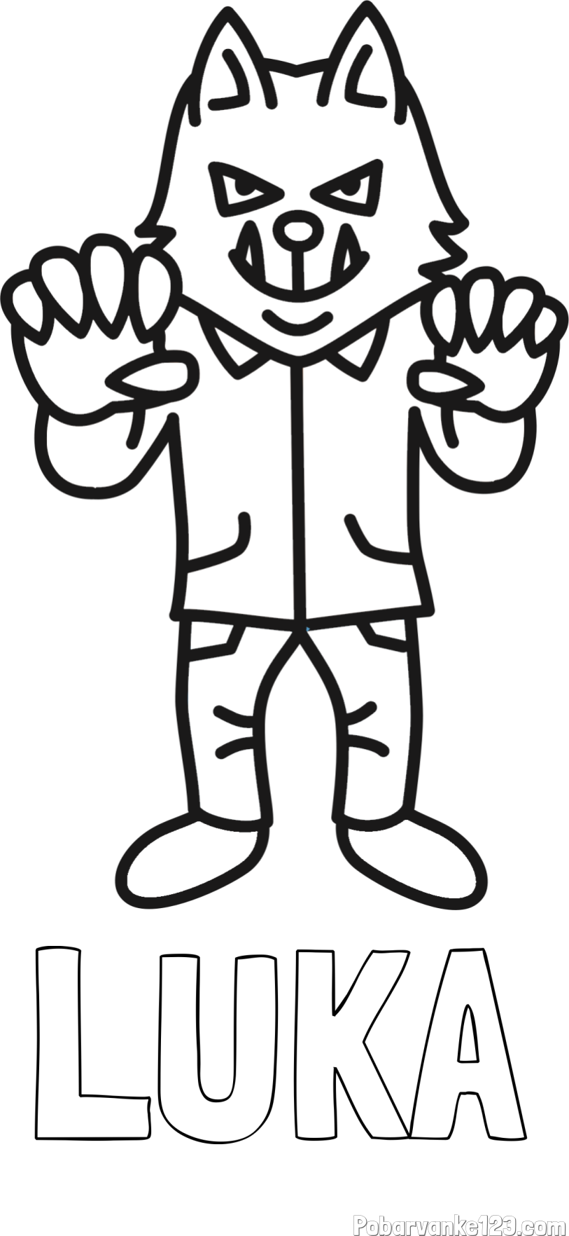 Pobarvanka imena LUKA in pobarvanka zlobnega volka iz Rdeče kapice