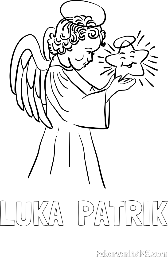 Pobarvanka imena LUKA  PATRIK in pobarvanka angela z zvezdo