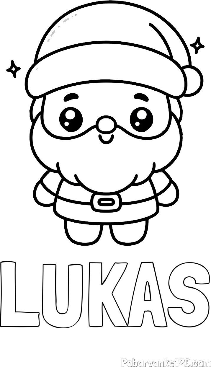 Pobarvanka imena LUKAS in enostavna otroška pobarvanka Božička