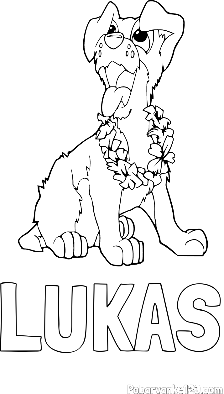 Pobarvanka imena LUKAS in pobarvanka kužka