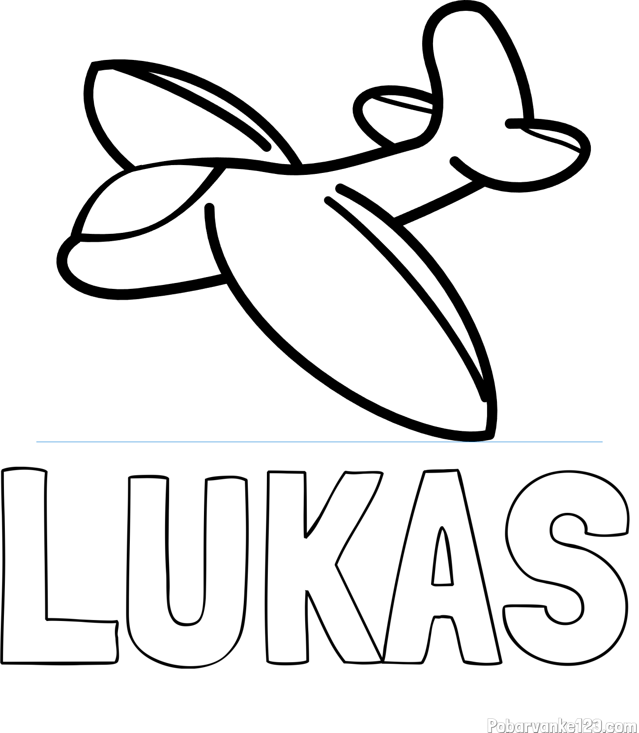 Pobarvanka imena LUKAS in pobarvanka majhnega letala