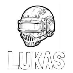 Online izdelana pobarvanka - Pobarvanka imena LUKAS in pobarvanka PUBG Level 3 čelade