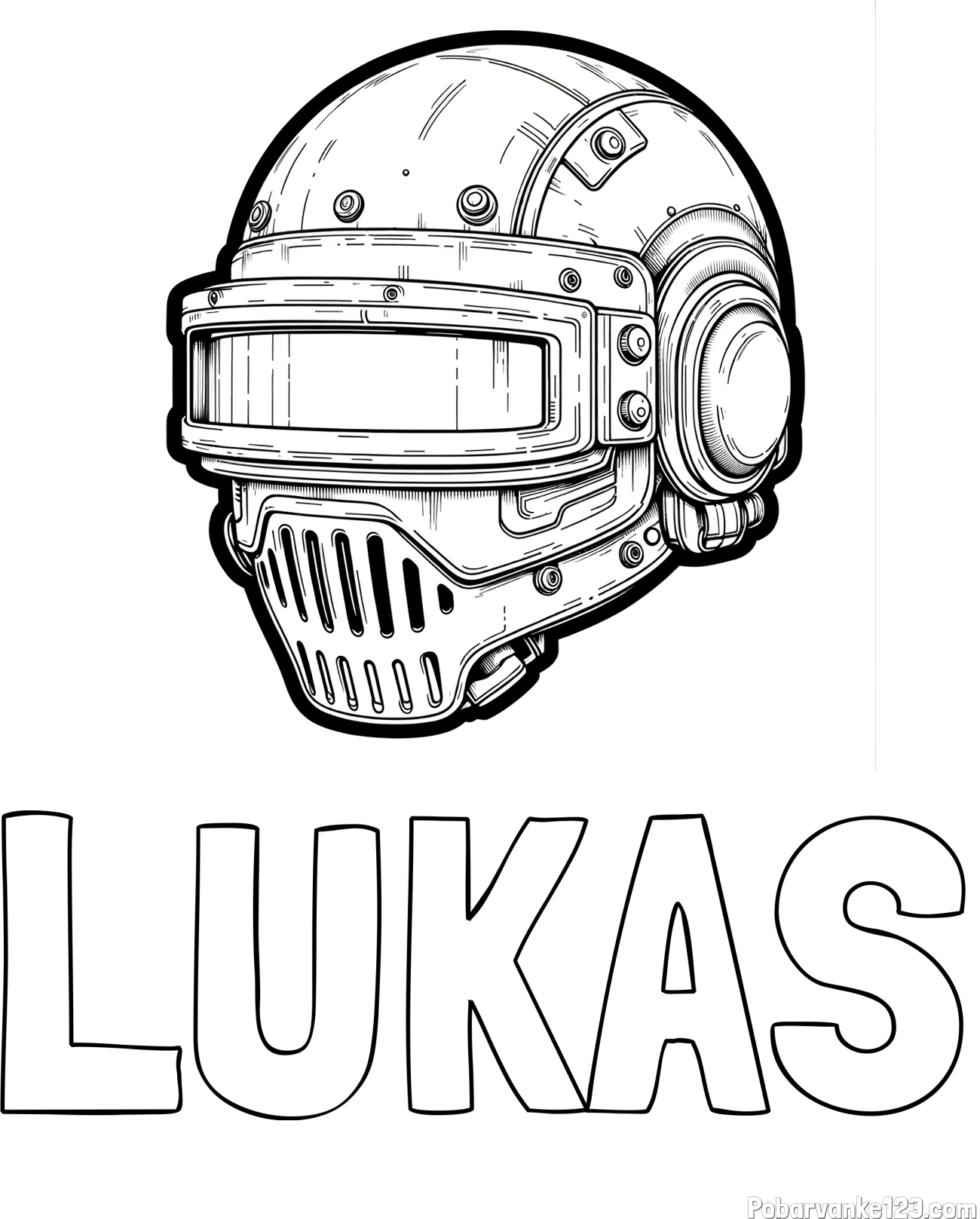 Pobarvanka imena LUKAS in pobarvanka PUBG Level 3 čelade