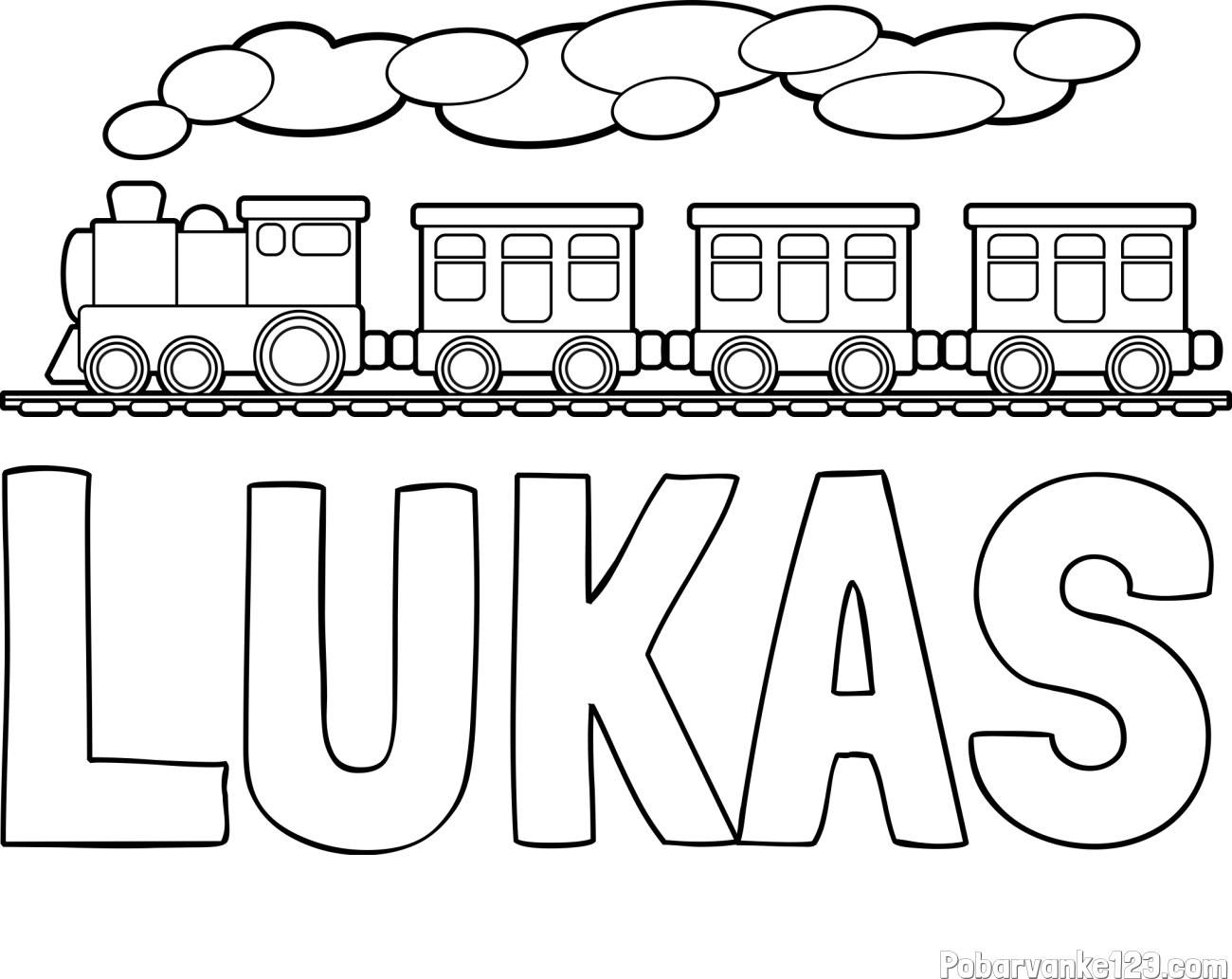 Pobarvanka imena LUKAS in pobarvanka vlaka