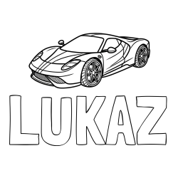 Online izdelana pobarvanka - Pobarvanka imena LUKAŽ in pobarvanka dirkalnega avtomobila