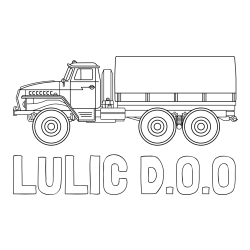 Online izdelana pobarvanka - Pobarvanka imena LULIĆ D.O.O in pobarvanka velikega kamiona za prevoz težkega tovora