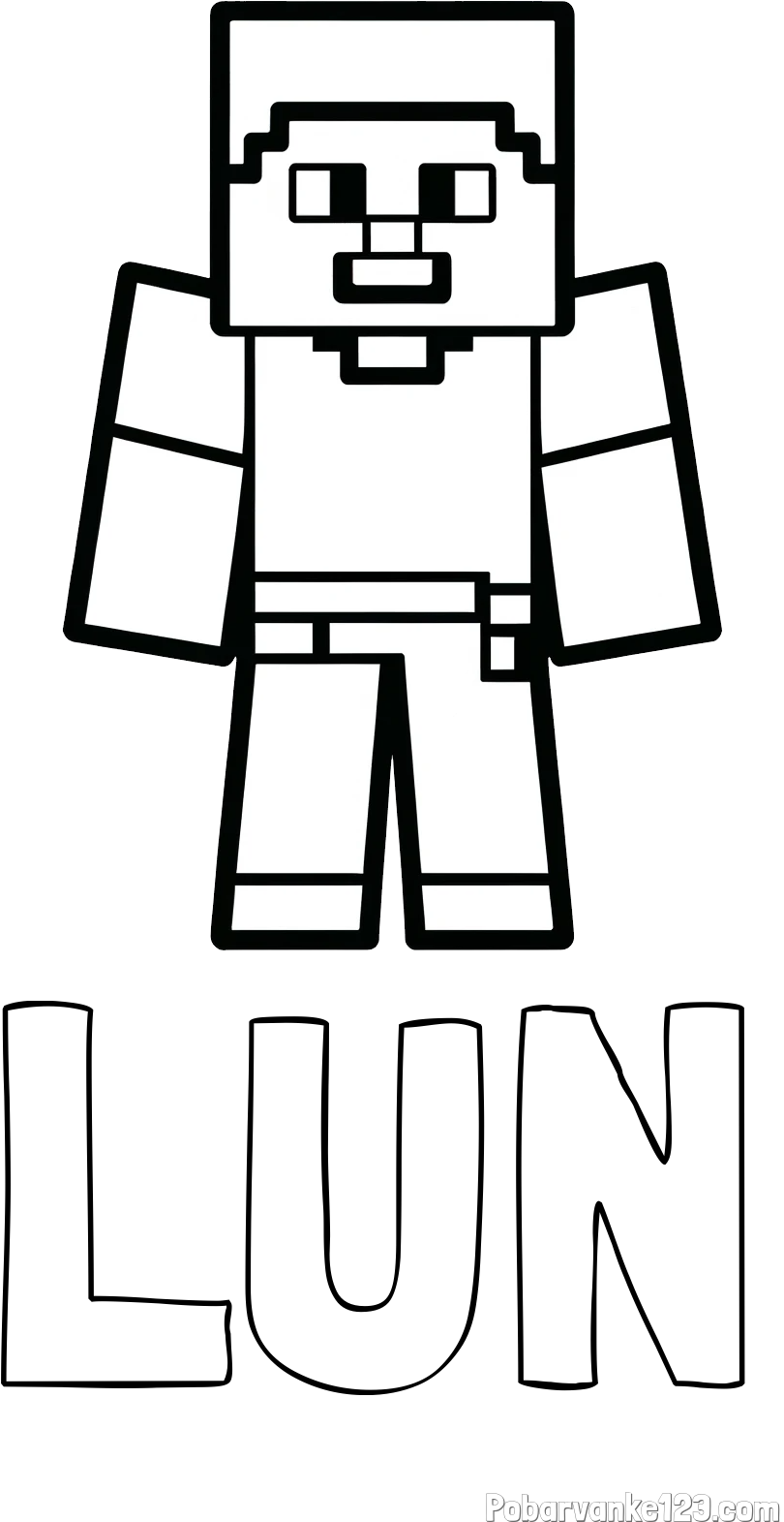 Pobarvanka imena LUN in pobarvanka Minecraft figurice