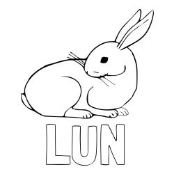Online izdelana pobarvanka - Pobarvanka imena LUN in pobarvanka zajčka, ki je nekaj opazil