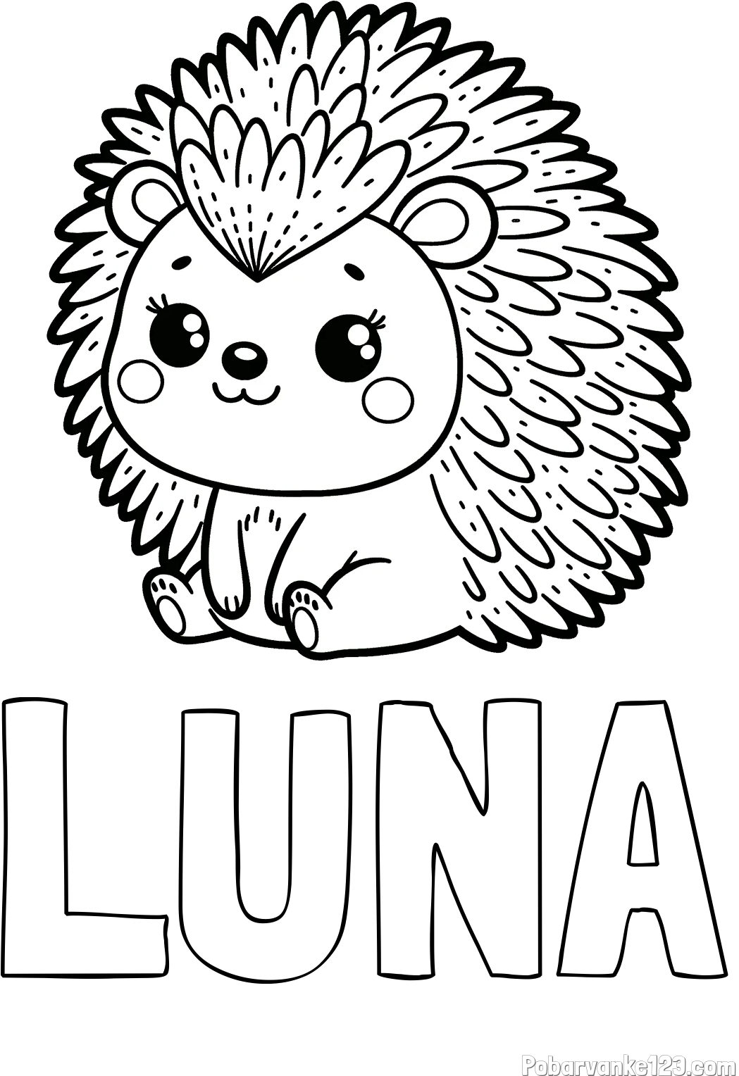 Pobarvanka imena LUNA in pobarvanka nasmejanega ježka