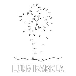 Online izdelana pobarvanka - Pobarvanka imena LUNA IZABELA in Črtna pobarvanka cvetlice