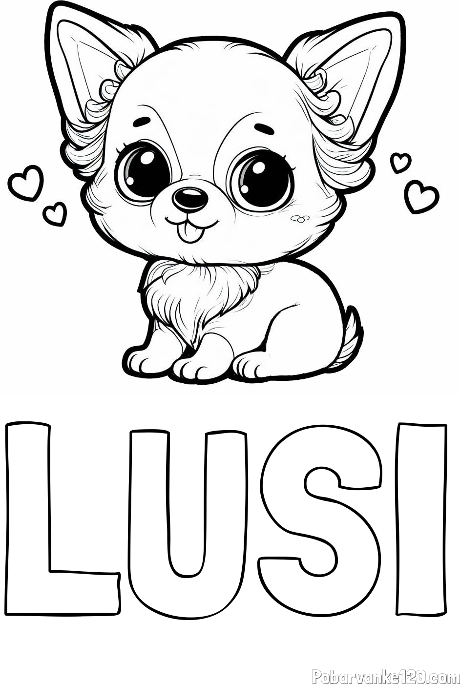 Pobarvanka imena LUSI in pobarvanka čivave