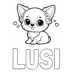 Online izdelana pobarvanka - Pobarvanka imena LUSI in pobarvanka čivave