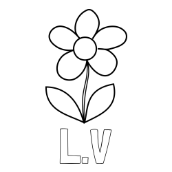 Pobarvanka imena L.V in otroška pobarvanka rože