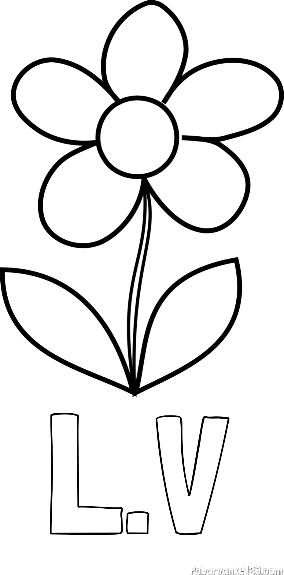Pobarvanka imena L.V in otroška pobarvanka rože