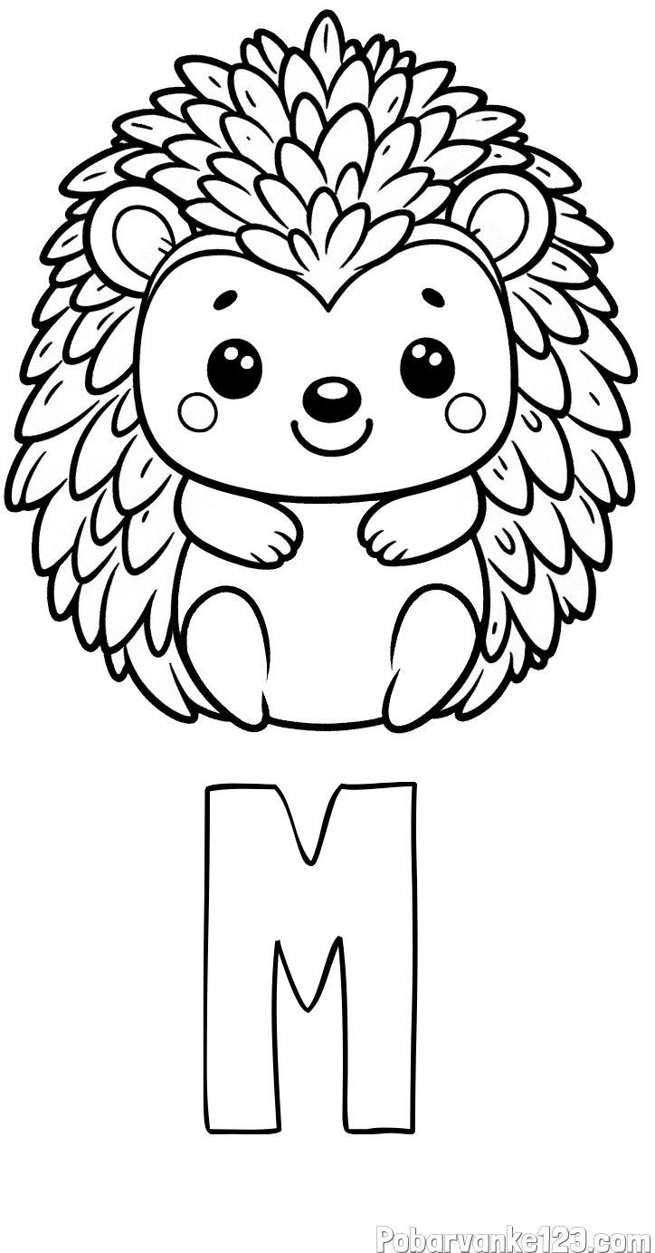 Pobarvanka imena M in pobarvanka prikupnega ježa