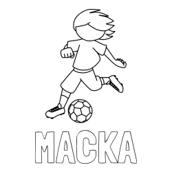 Online izdelana pobarvanka - Pobarvanka imena MAČKA in otroška pobarvanka preprosto ilustriranega nogometaša