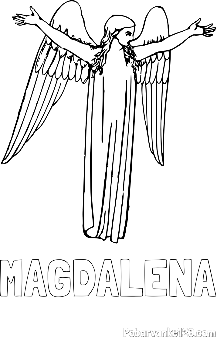 Pobarvanka imena MAGDALENA in lepa pobarvanka angela