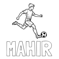 Online izdelana pobarvanka - Pobarvanka imena MAHIR in pobarvanka nogometaša v napadu