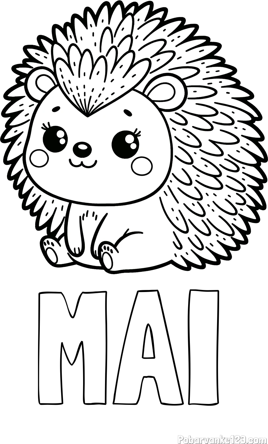 Pobarvanka imena MAI in pobarvanka nasmejanega ježka