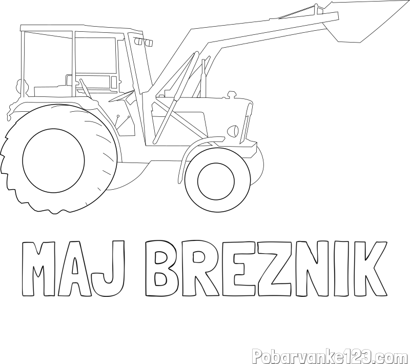 Pobarvanka imena MAJ BREZNIK in traktor 2