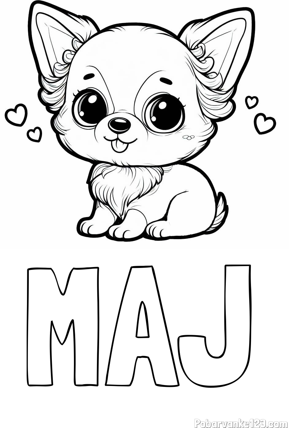 Pobarvanka imena MAJ in pobarvanka čivave