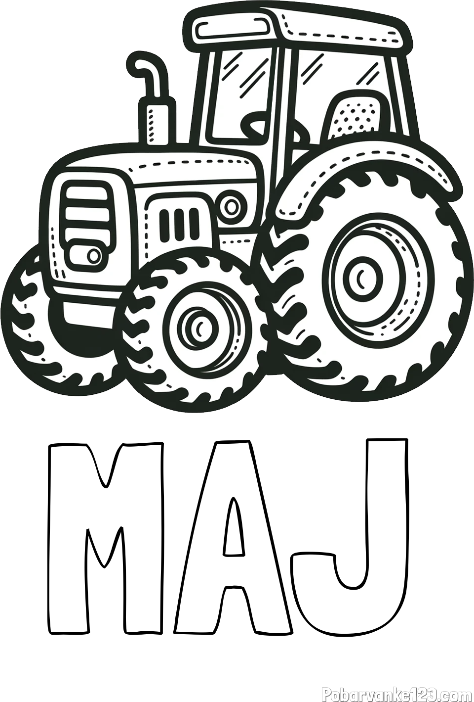 Pobarvanka imena MAJ in pobarvanka čudovitega traktorja