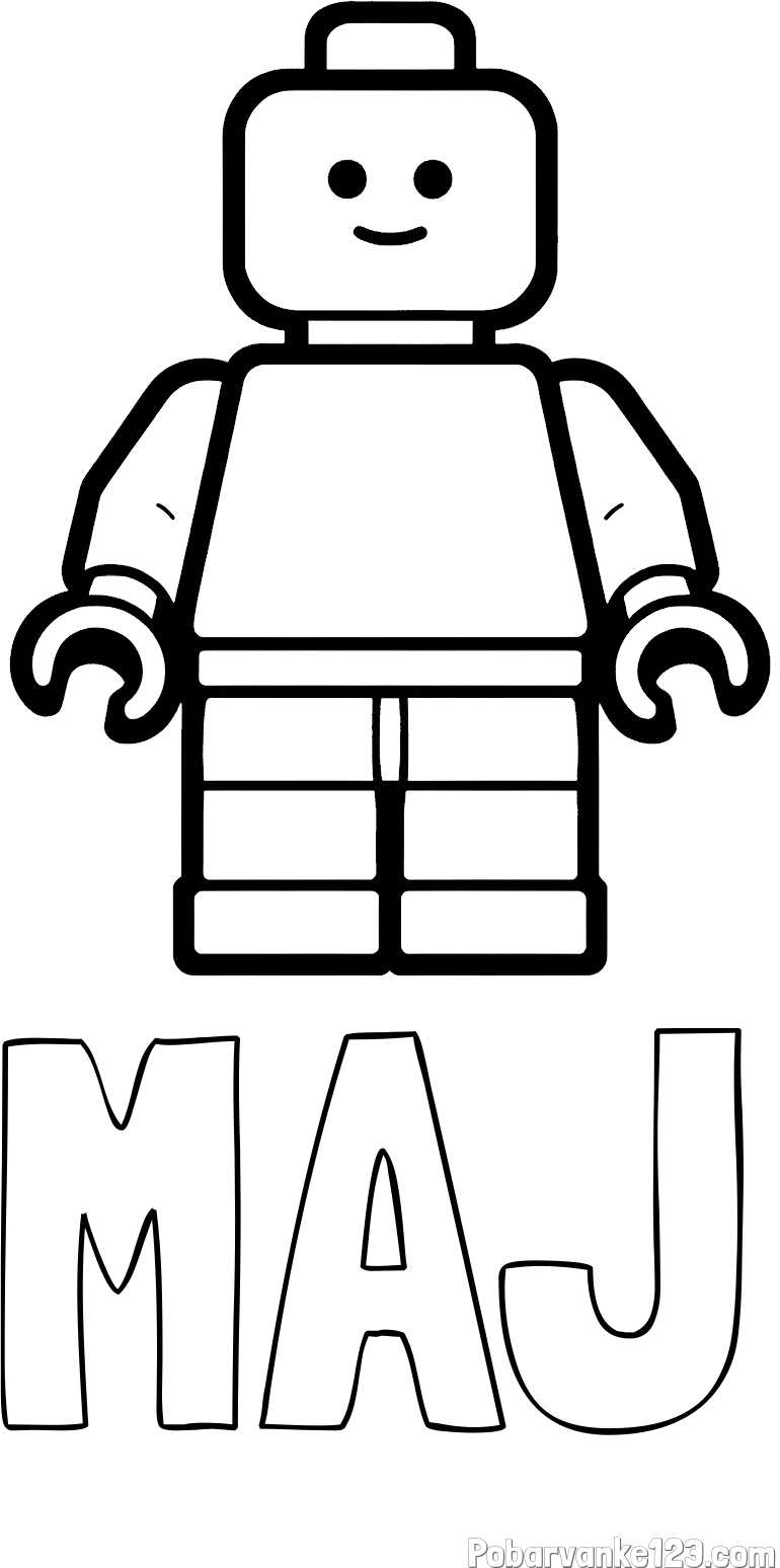 Pobarvanka imena MAJ in pobarvanka LEGO figurice fanta