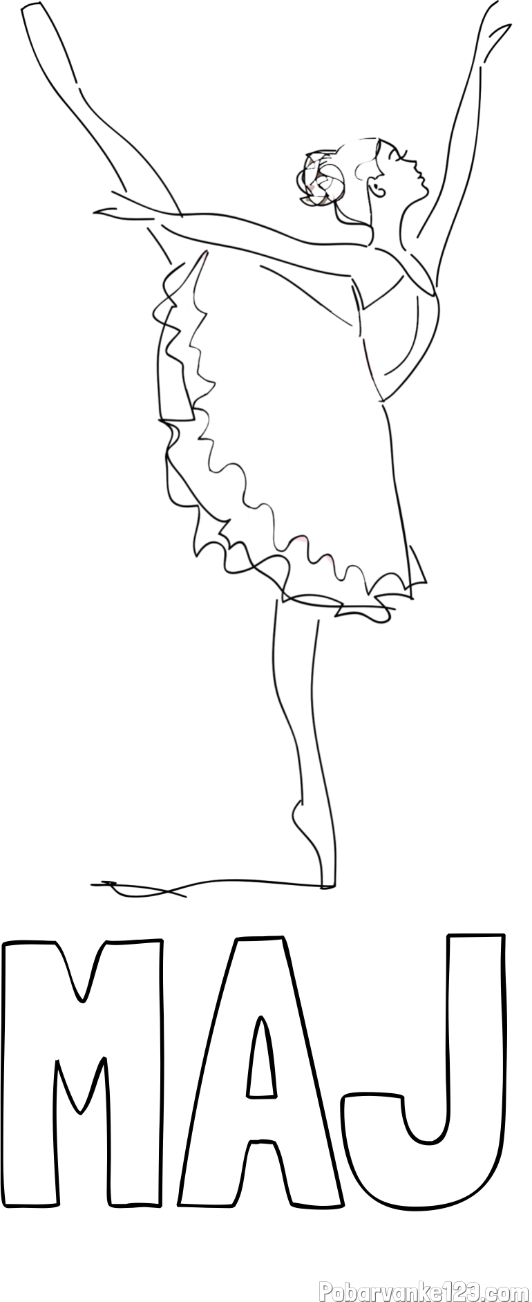 Pobarvanka imena MAJ in pobarvanka ljubke baletke