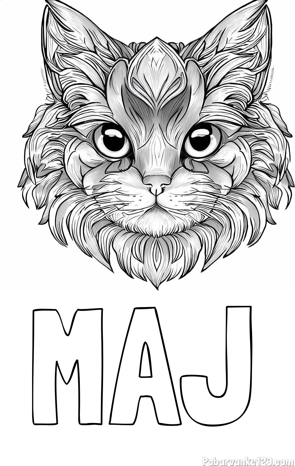 Pobarvanka imena MAJ in pobarvanka mačke