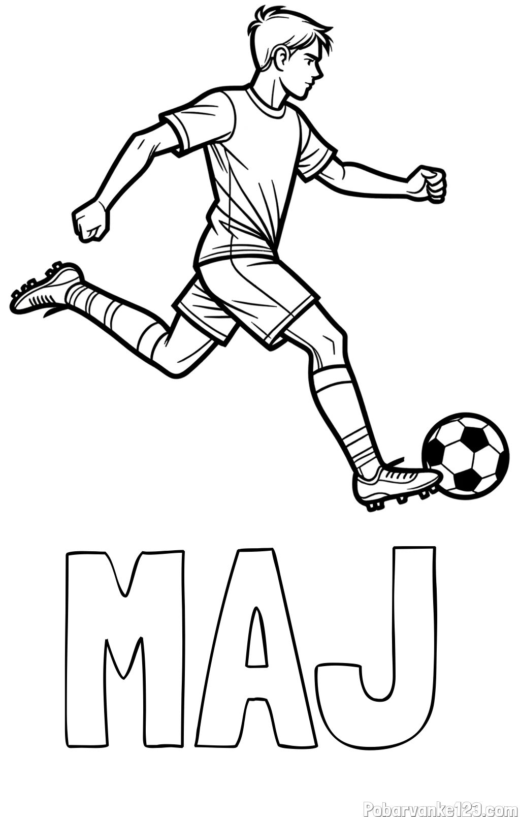 Pobarvanka imena MAJ in pobarvanka nogometaša v napadu