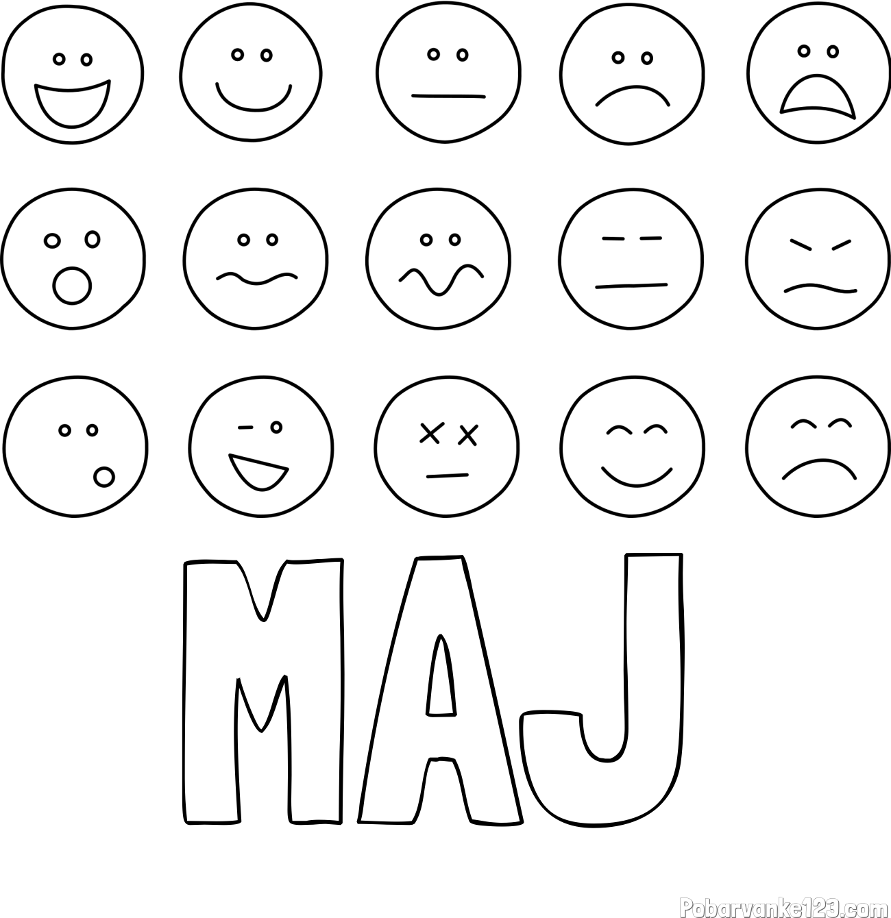 Pobarvanka imena MAJ in pobarvanka smeškov