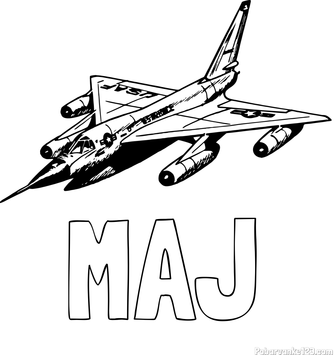Pobarvanka imena MAJ in pobarvanka vojaškega lovca