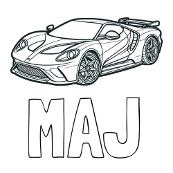 Pobarvanka imena MAJ in Športni avtomobil