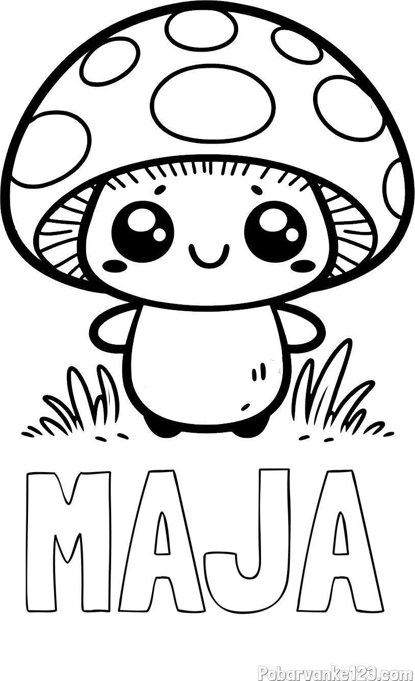 Pobarvanka imena MAJA in otroška pobarvanka gobe